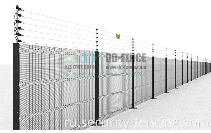 Защита от периметра на стене верхняя часть солнечной энергии электроэнергии электрический забор для обеспечения безопасности проволоки